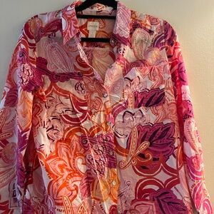Chico's Vibrant Paisley Button-Up Shirt